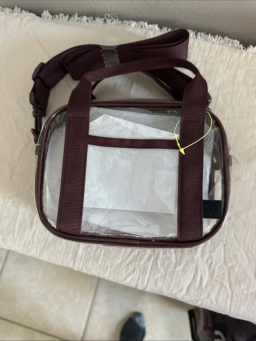 Clear Crossbody Shoulder Bag in Burgundy NWT